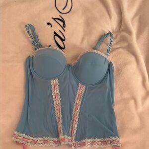 Victoria's Secret Blue and Pink Lace Corset